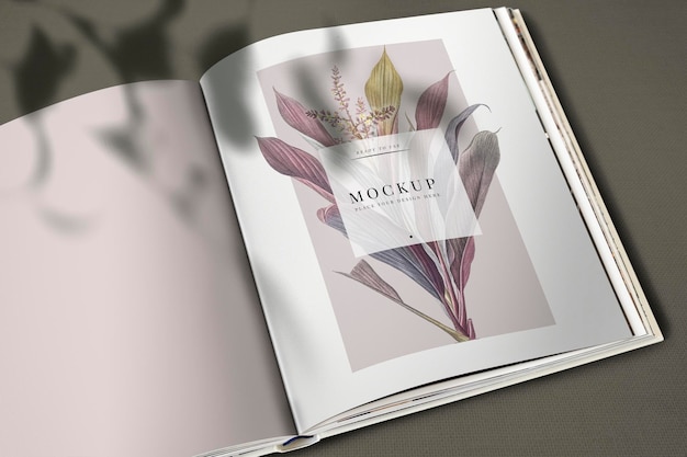 floral magazine mockup with blank space psd