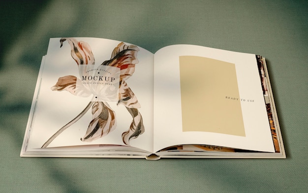 Floral magazine mockup with blank space