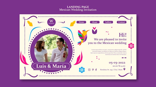 花のメキシコの結婚式の招待状