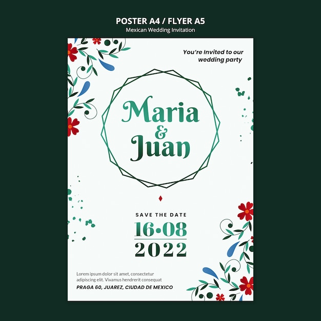 Floral mexican wedding invitation