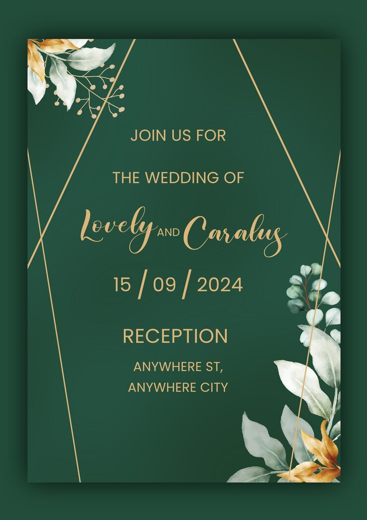 PSD floral minimal wedding poster template