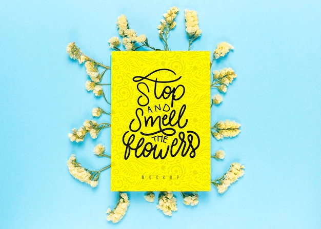 PSD floral mock-up with inspirational message