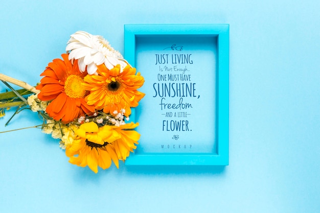 PSD floral mock-up with motivational text