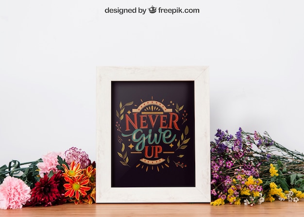 PSD floral mockup of decorative frame