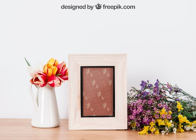 PSD floral mockup of frame