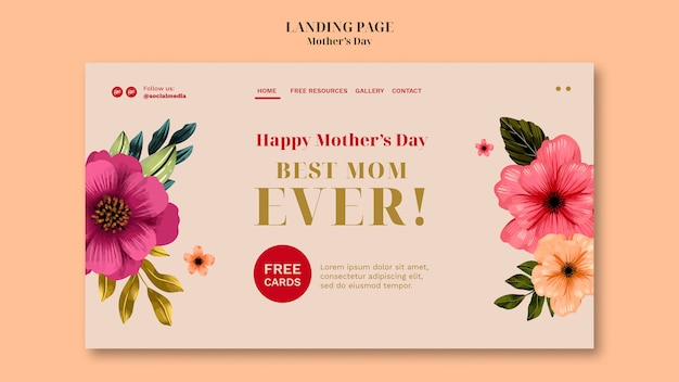 Floral mother's day celebration landing page template