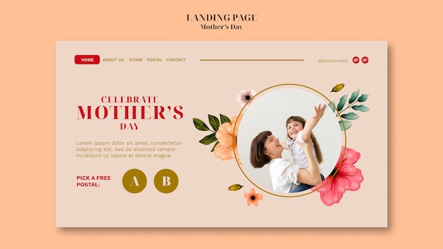 PSD floral mother's day celebration landing page