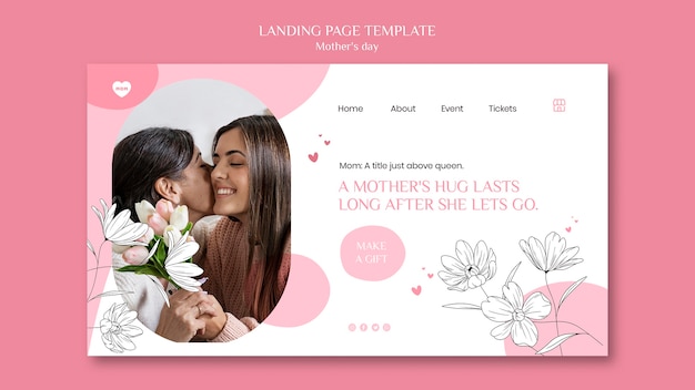 PSD floral mothers day landing page design template