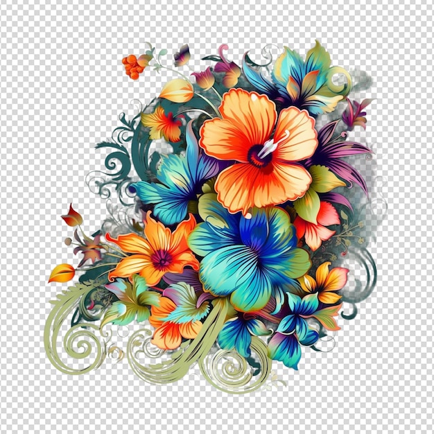 PSD a floral pattern with leaves and flowers
