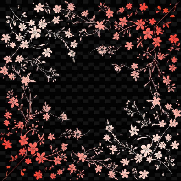 PSD a floral pattern with the words spring in red and pink