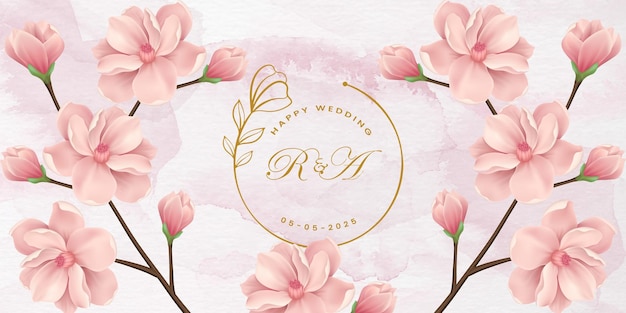 PSD floral pink wedding banner landing page