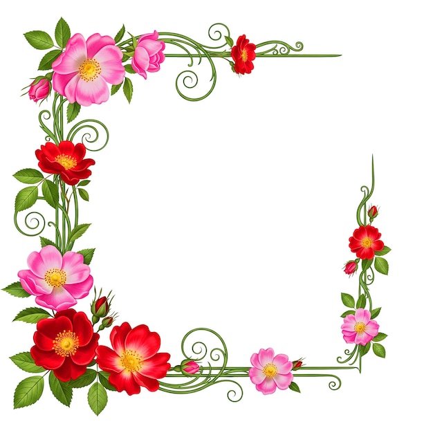 floral roses border for cards and invitations