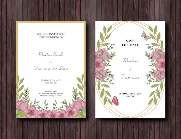 PSD floral sakura flower for wedding invitation or greeting card free psd