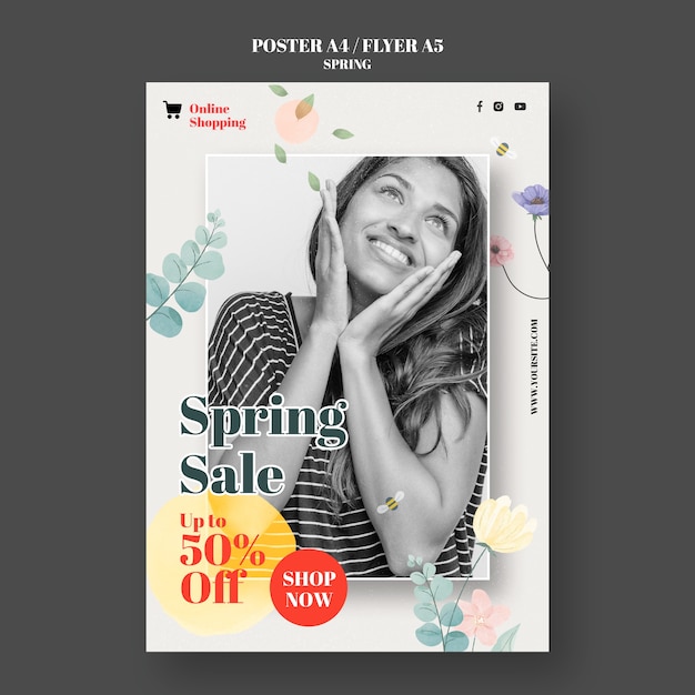 PSD floral spring sale template design