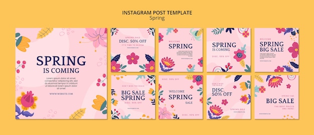 PSD 春の花のインスタグラム投稿