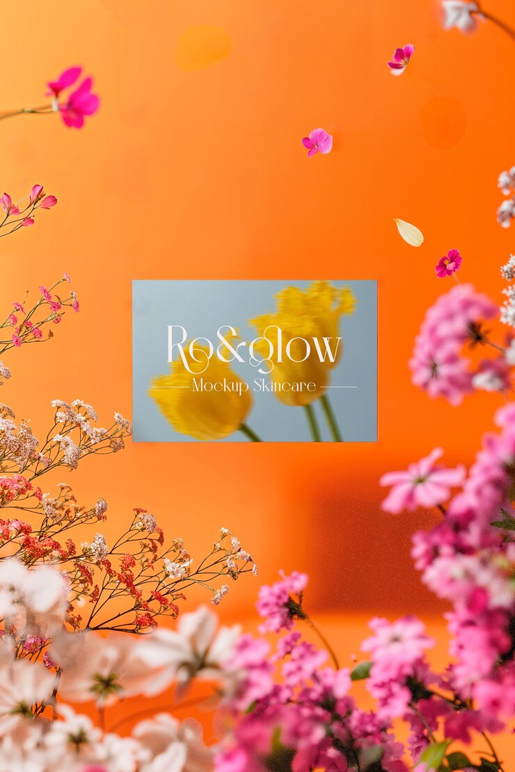 PSD floral stationery mockup