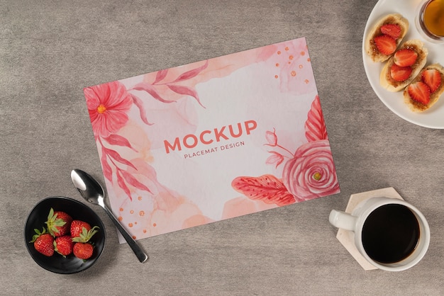 Floral table placemat mock-up design
