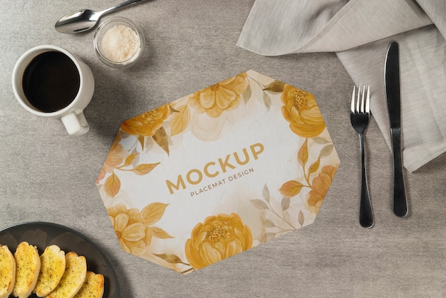 Floral table placemat mock-up design