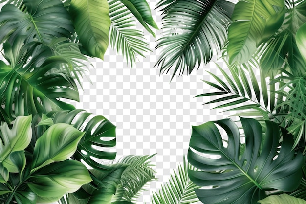 PSD floral tropical leaves composition view from the top on transparency background psd