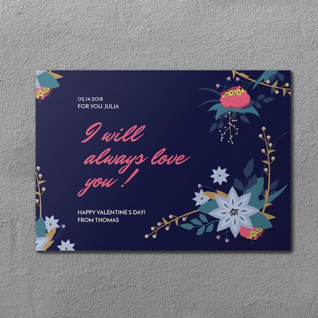 PSD floral valentijn kaart mockup