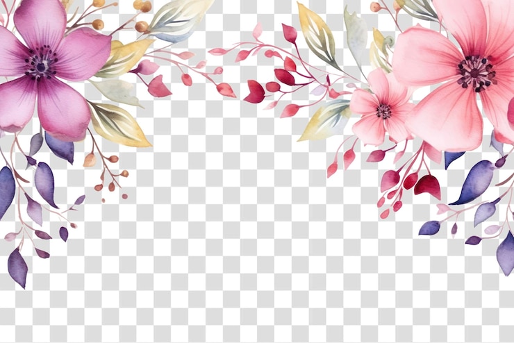 PSD 花の水彩のフレームの背景