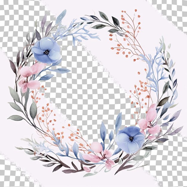 PSD floral watercolor illustration of an isolated wreath branch design