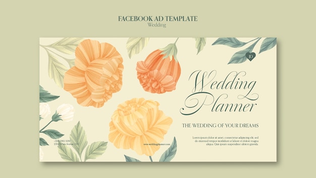 PSD floral wedding celebration facebook template