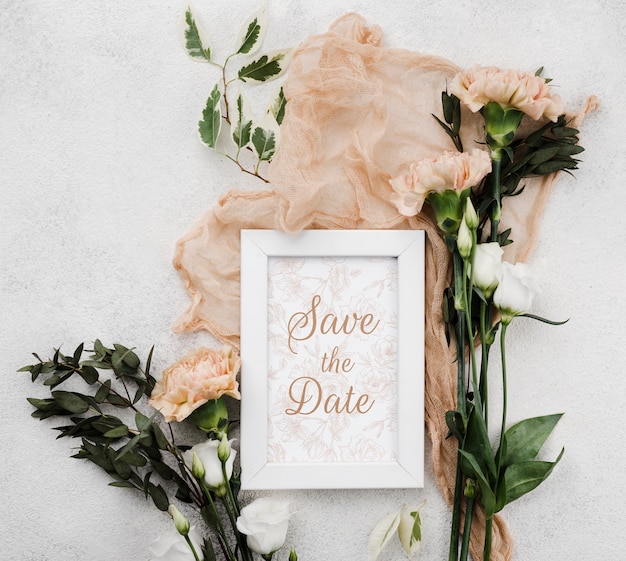 PSD mock-up concetto di matrimonio floreale