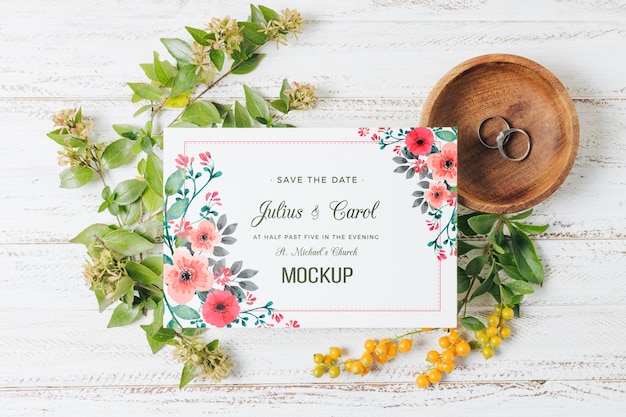 PSD mock-up di concetto di matrimonio floreale