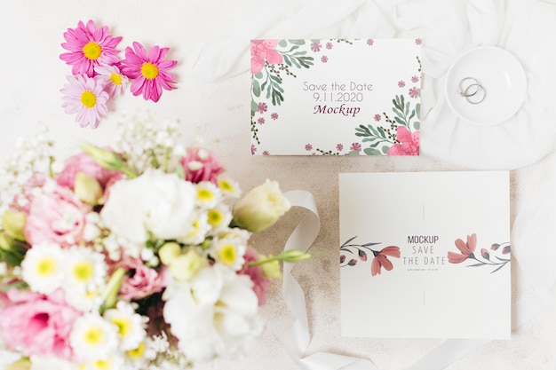 Floral wedding concept mock-up