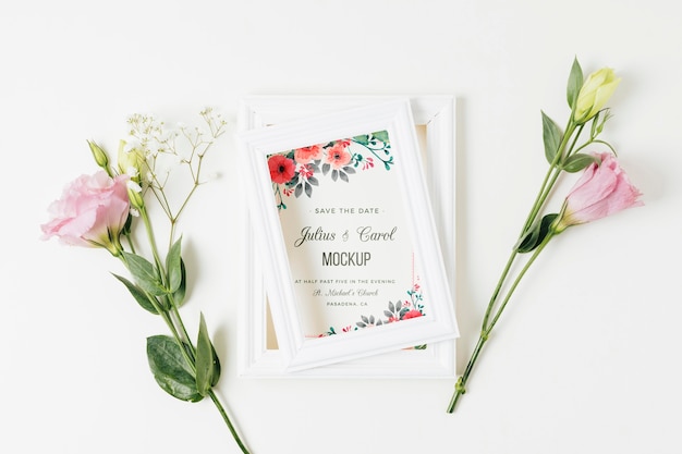 PSD mock-up di concetto di matrimonio floreale