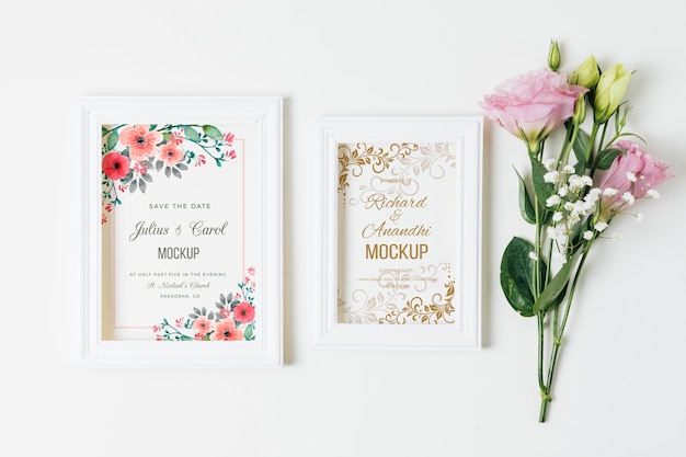 PSD mock-up di concetto di matrimonio floreale