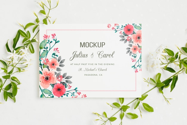 PSD mock-up di concetto di matrimonio floreale