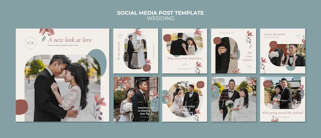 PSD floral wedding instagram posts collection