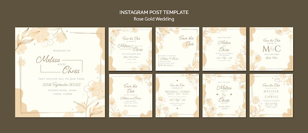 Floral wedding instagram posts collection