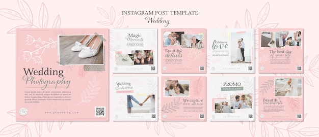 PSD raccolta di post instagram matrimonio floreale