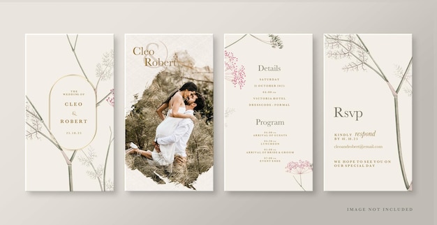 PSD floral wedding instagram stories