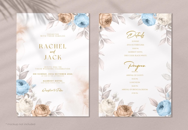 Floral wedding invitation card set