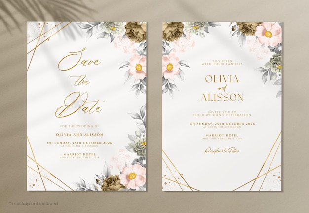 Floral wedding invitation card set