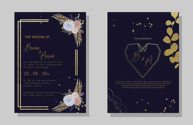 Floral wedding invitation card template design Somei Yoshino sakura flowers PSD