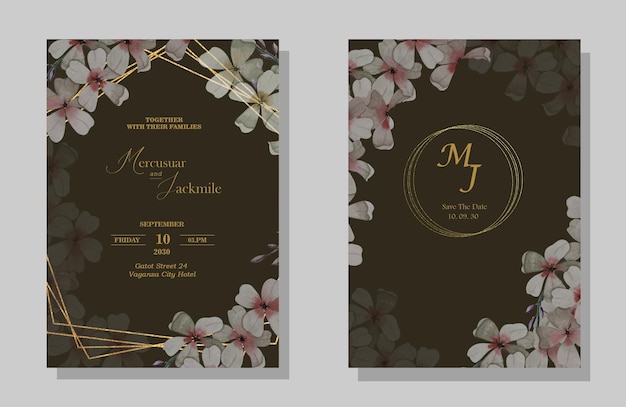 Floral wedding invitation card template design somei yoshino sakura flowers psd