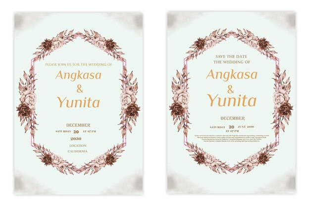 PSD floral wedding invitation card template psd