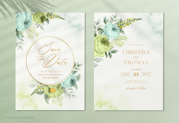 PSD floral wedding invitation card template