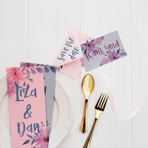 floral wedding invitation mockup watercolor
