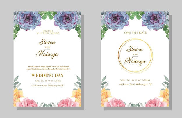 Floral wedding invitation psd