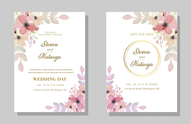 PSD floral wedding invitation psd