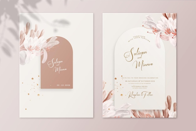 Floral wedding invitation and save the date