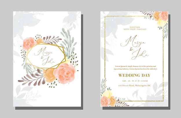 PSD floral wedding invitation template premium