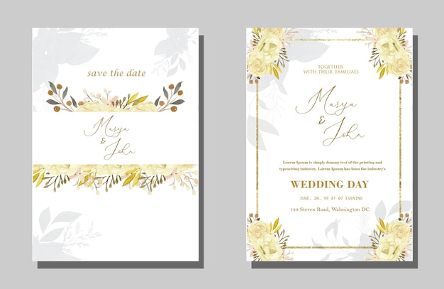 PSD floral wedding invitation template premium