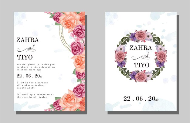 PSD floral wedding invitation template psd